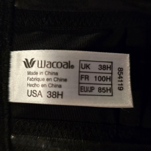 Wacoal Black Strapless Underwire Bra Size 38H - Picture 4 of 6